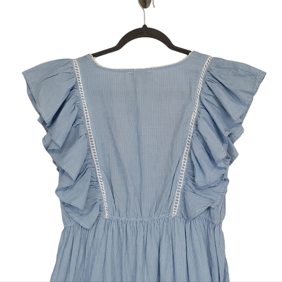 🎄SALE🎄Barok Paris Stripe Embroidered Cotton Maxi Dress - Picture 5 of 8